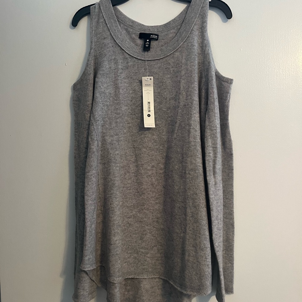 Aqua Gray Cold Shoulder Sweatshirt